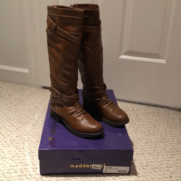 Madden Girl Shoes - BROWN RIDING BOOTS SIZE 8